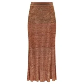 Zimmermannwear Mouline Rib Midi Skirt Chocolate Multi Online Zimmermann