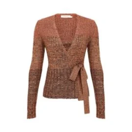 Zimmermannwear Mouline Rib Wrap Top Chocolate Multi Online Zimmermann